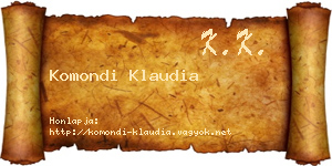 Komondi Klaudia névjegykártya